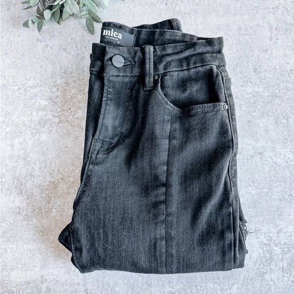 Mica Denim - Mica Black High Waisted Flare Jeans w/ Front Slit Size 24
